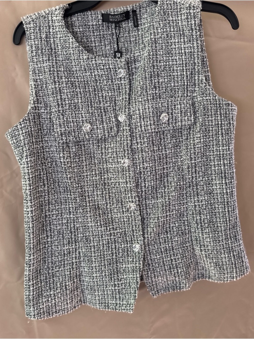 Badgley Mischka Black & White Tweed Vest